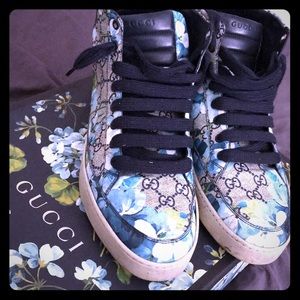 Gucci Hightop Blue Floral Print